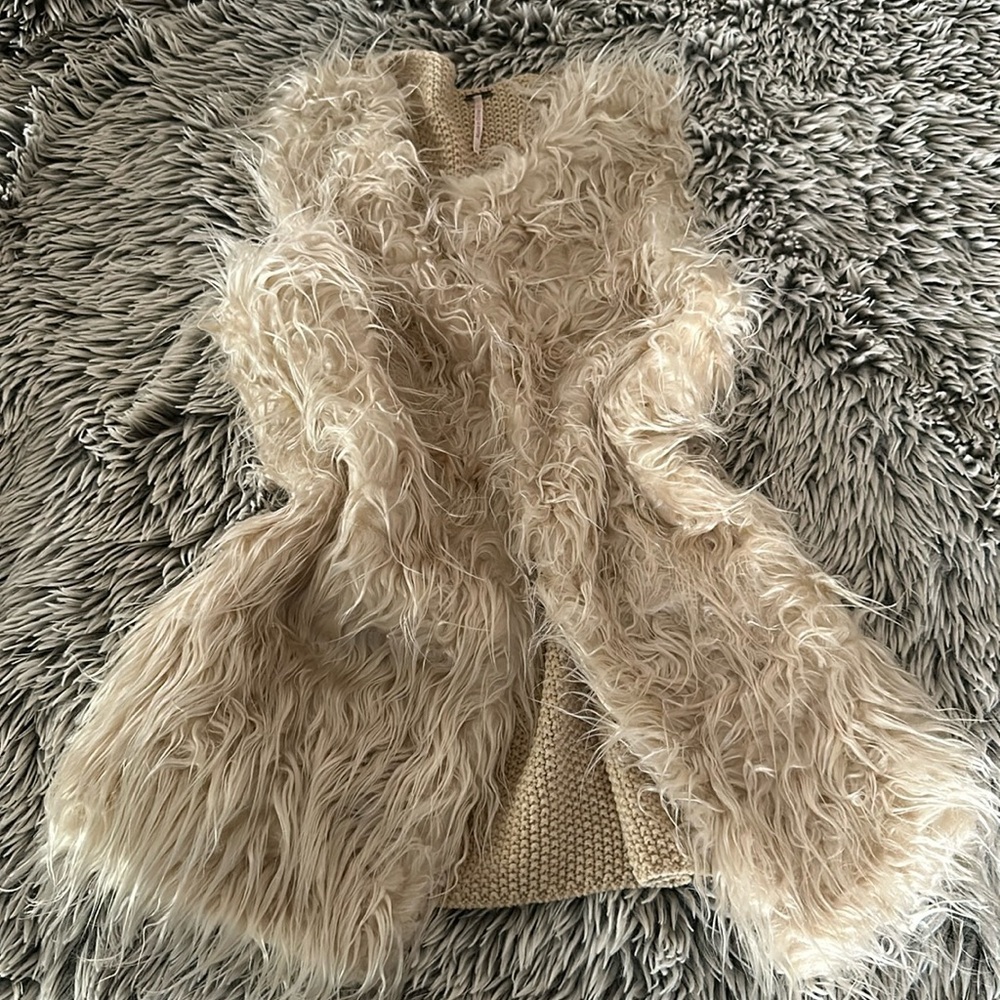 Super soft cute poof fur/knit sweater